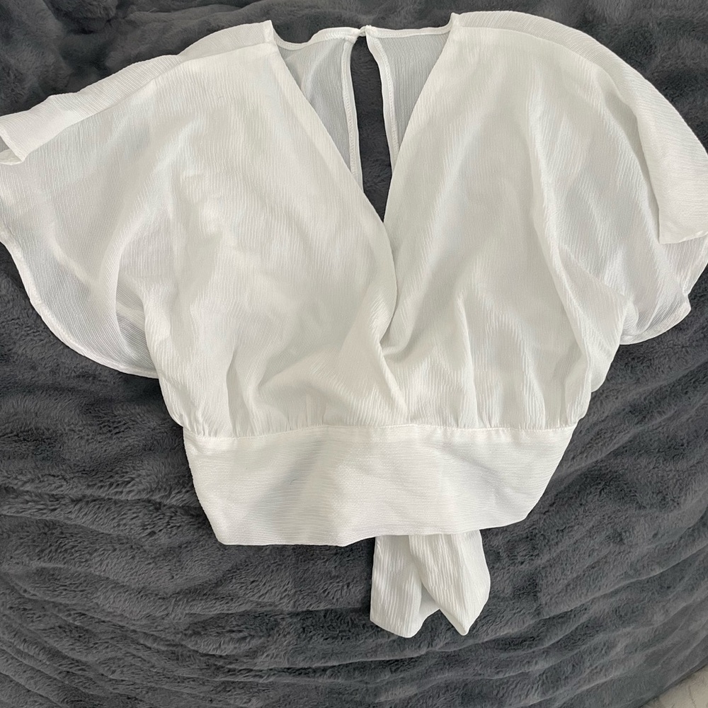 Flowy White Wrap Crop Top